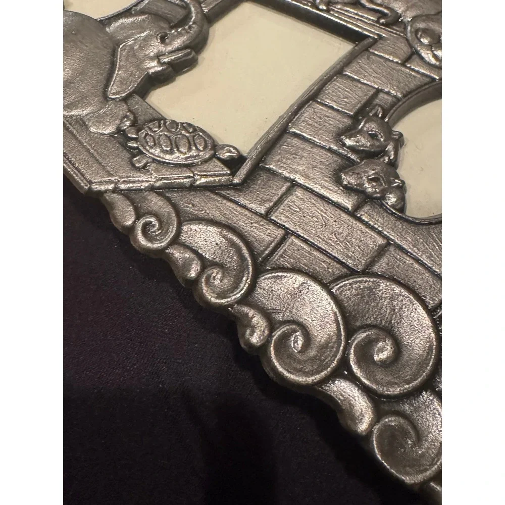 Vintage Pewter Noahs Ark 3D Picture Frame‎ Nursery Decor